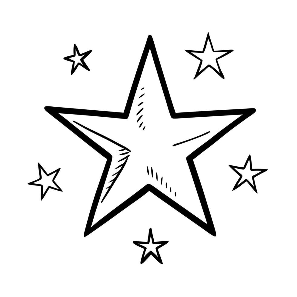 hand draw doodle cartoon icon stars valoration, illustration line art vector