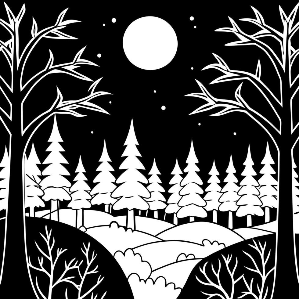 realistic halloween background with creepy landscape of night sky fantasy forest in moonlight ai vector