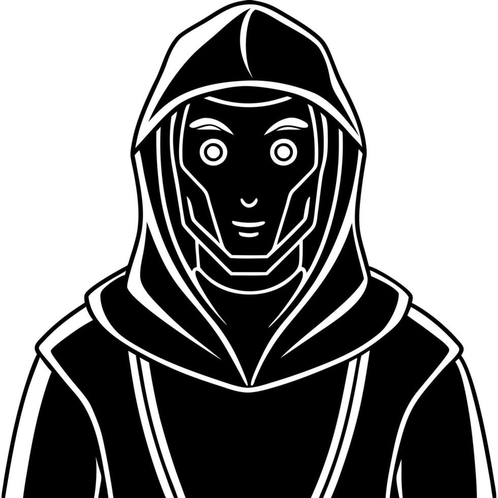 faceless thief alone in the dark, ai , scary, stranger, illustration line art vector