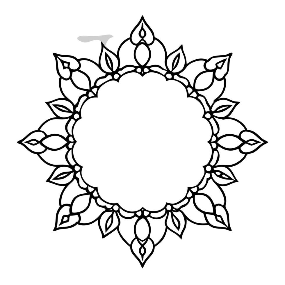 round ornament frame or circular pattern in form of mandala, illustration line art vector