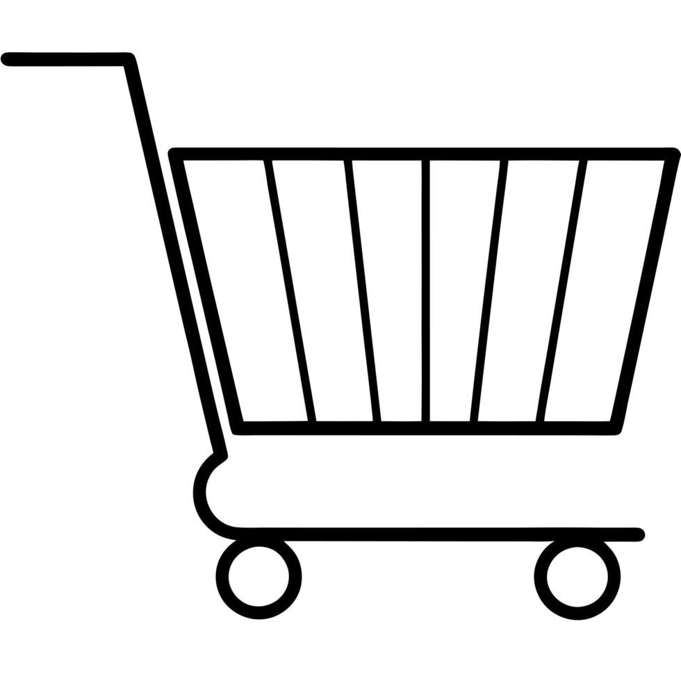 shopping cart silhouette, white background, illustration line art vector