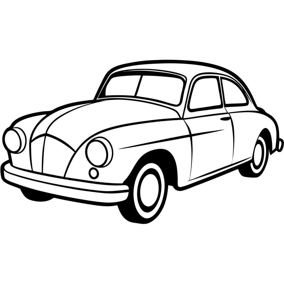 vintage car, illustration line art vector