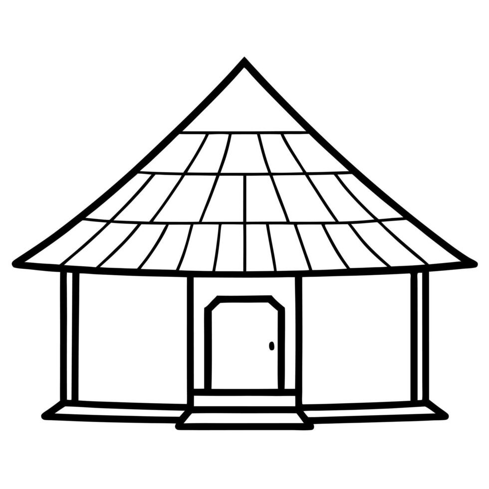a indian village hut, illustration line art vector
