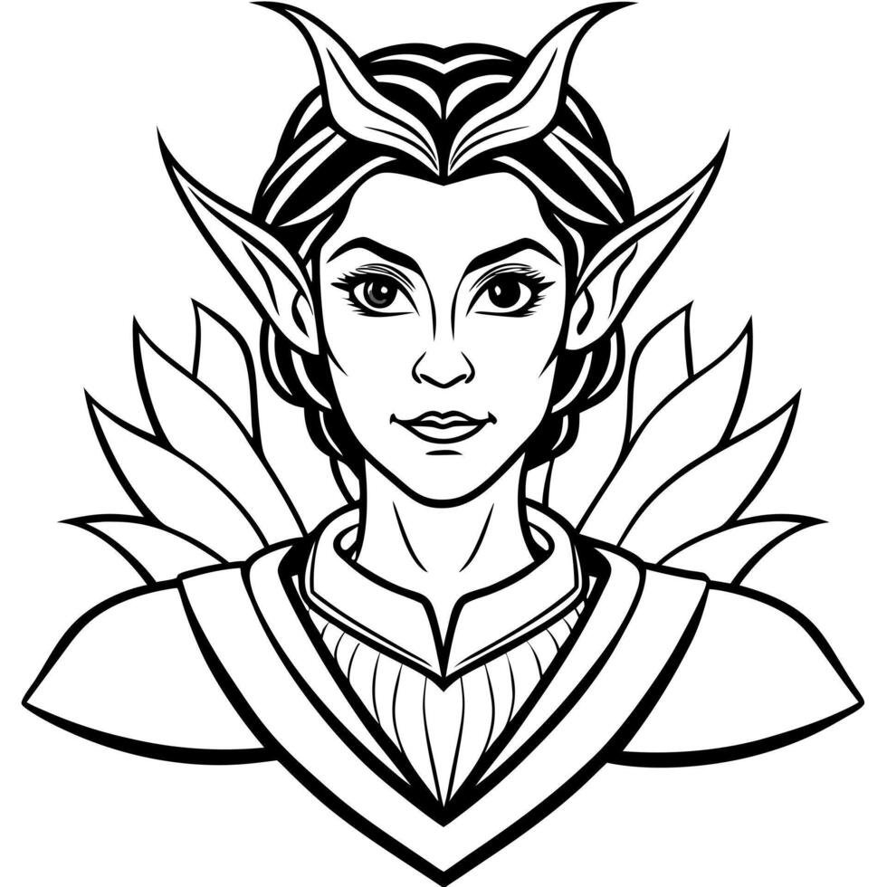 movie scene portrait of mysterious fantasy personage fairy character, illustration line art vector