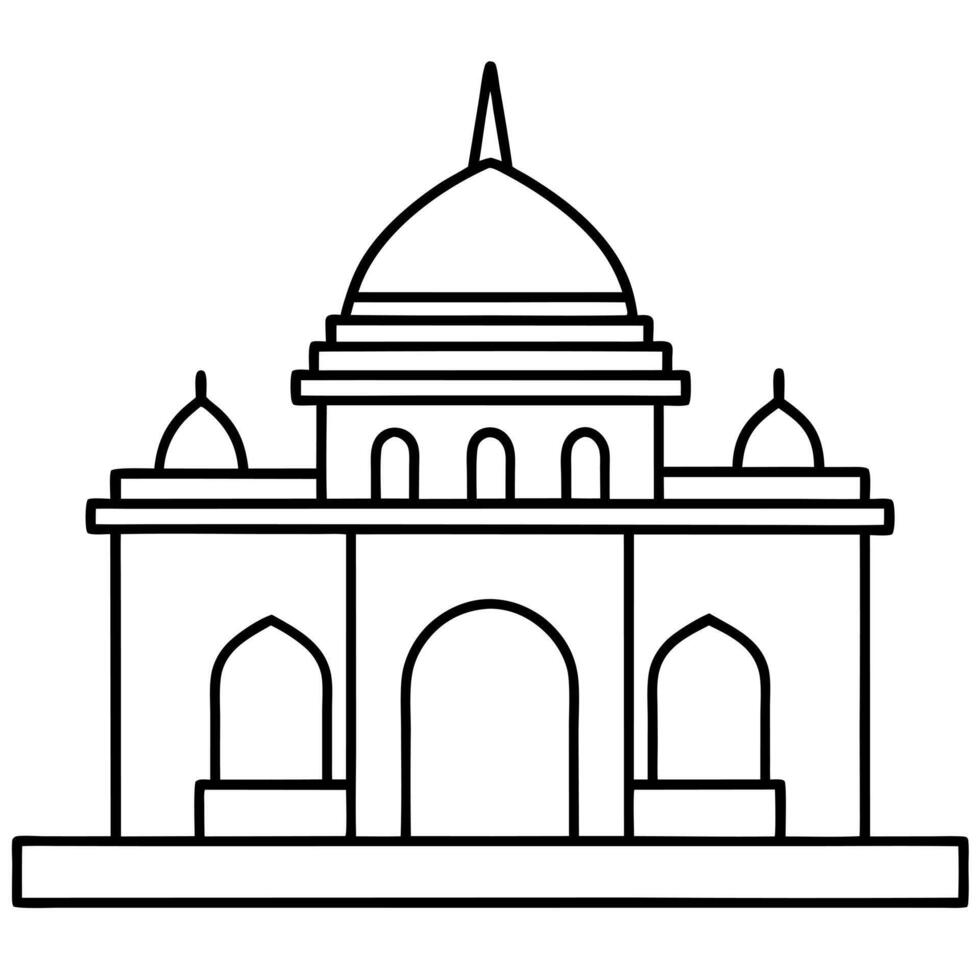 pondicherry famous gingee fort, illustration line art vector