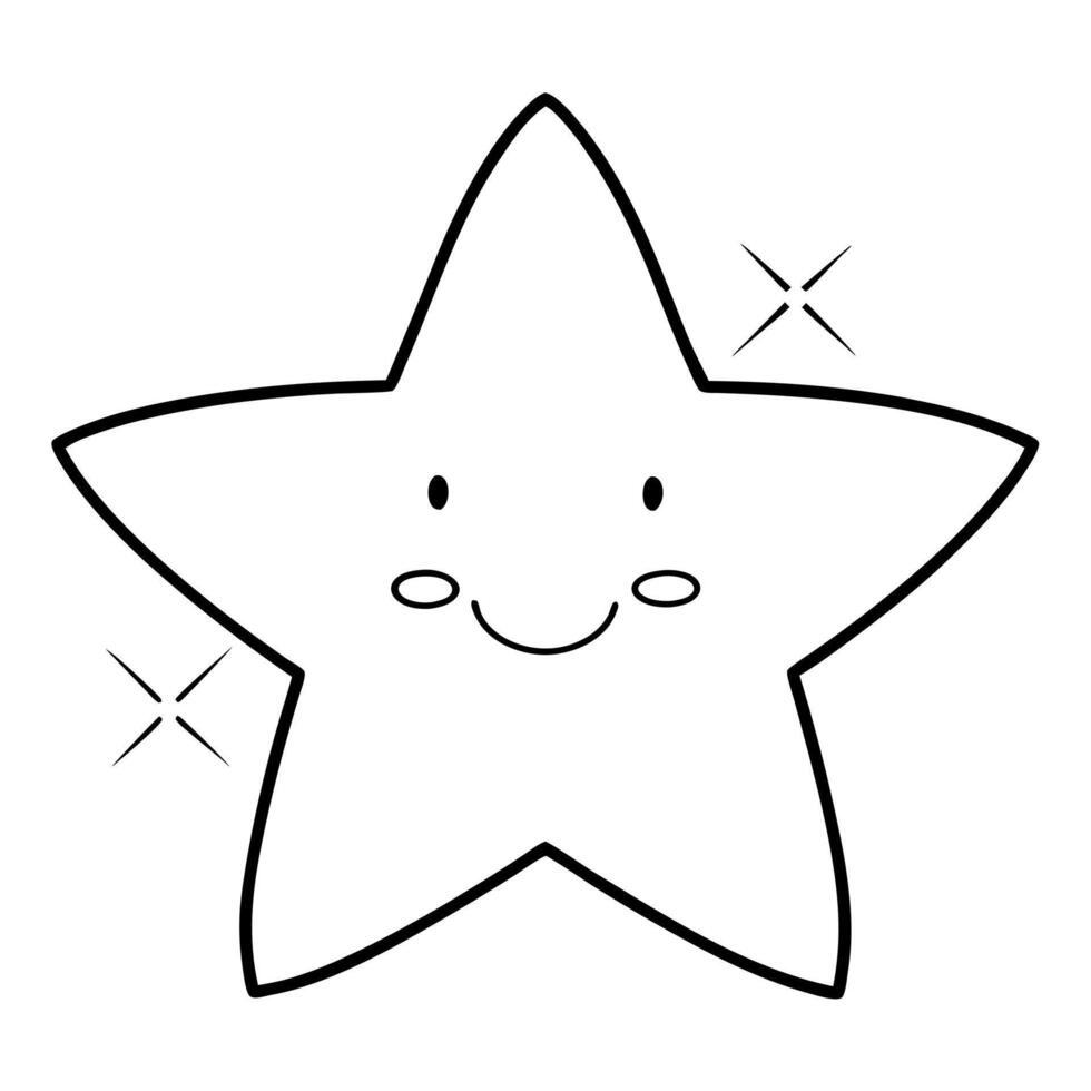 a drawing of a simple cute cosmetics star glow, illustration line art vector
