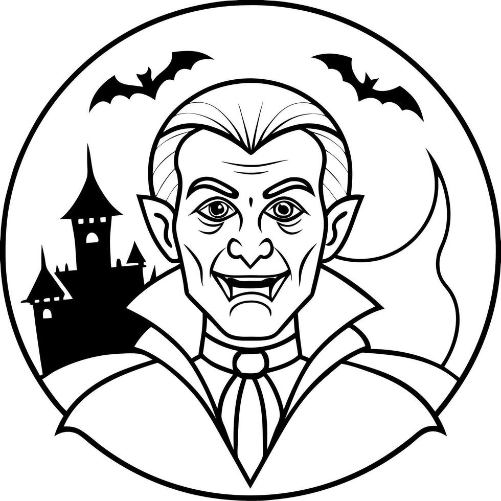 dracula, transylvania, halloween background, haunted, scary, illustration line art vector