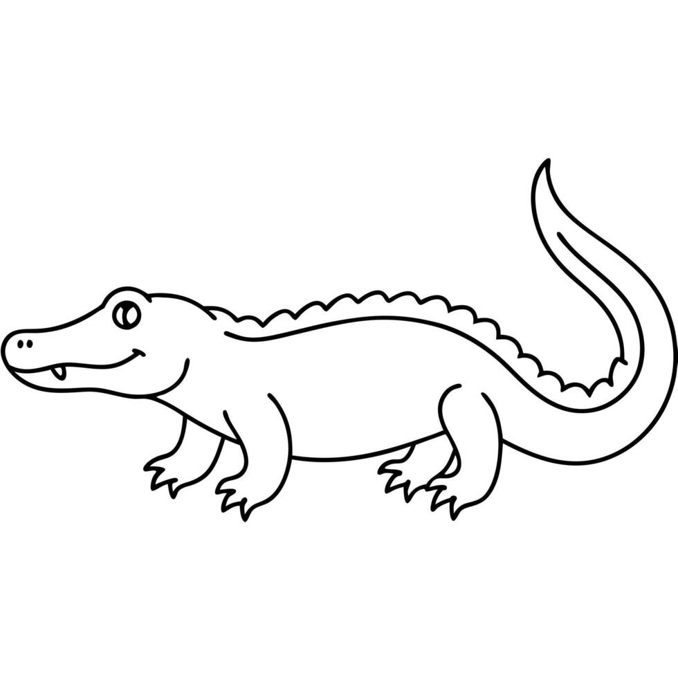 crocodile line art illustration one white background, illustration line art vector