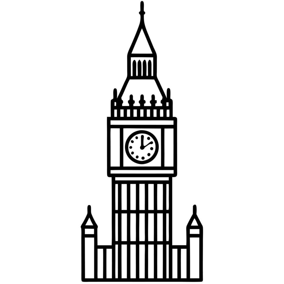 big ben, illustration line art vector