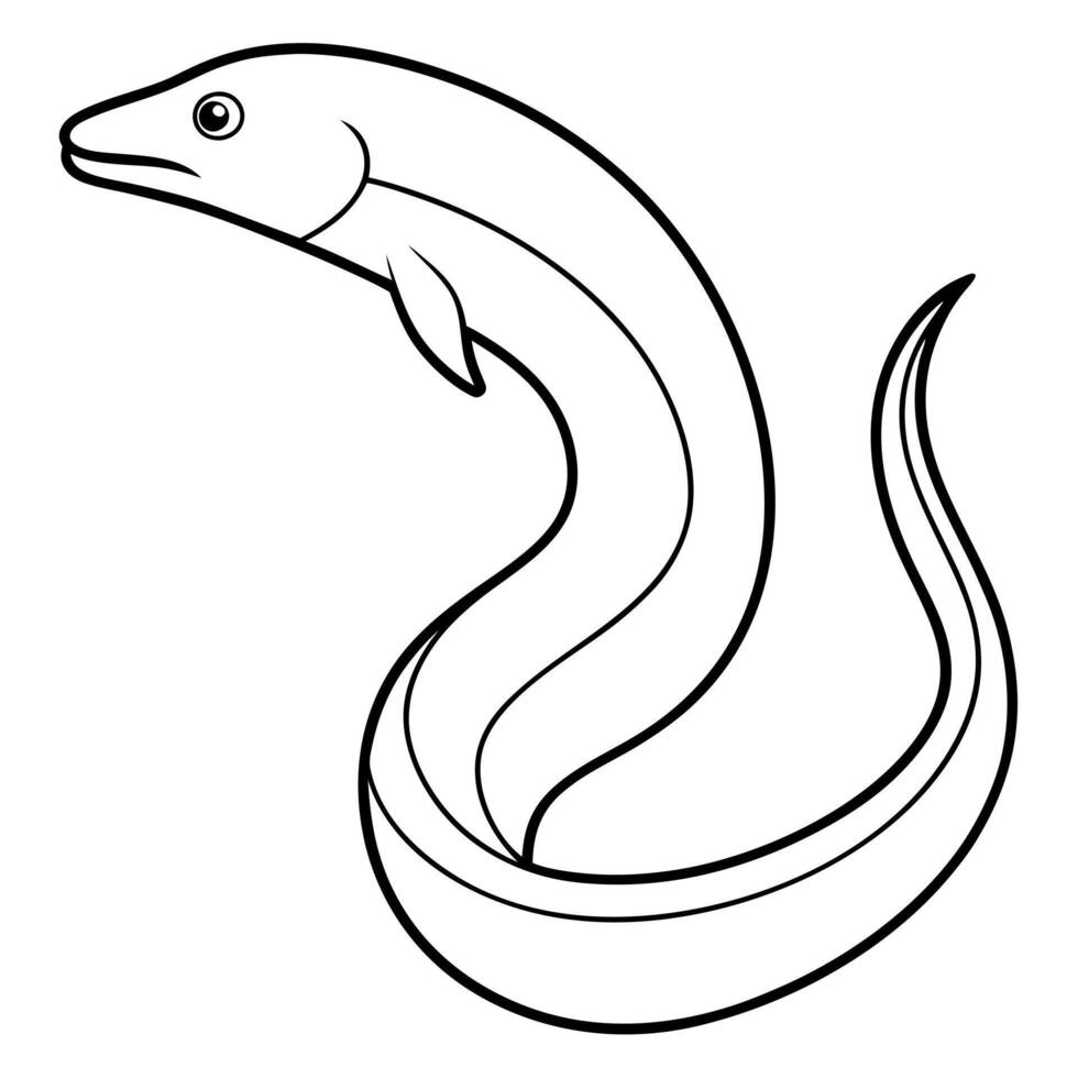 make a electric eel outline art illustration design on a white background, vector