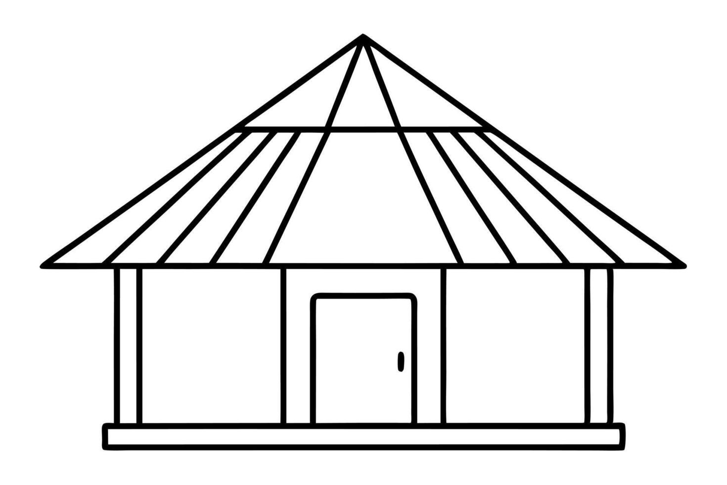line art the hut doodle icon black illustration on white background, illustration vector