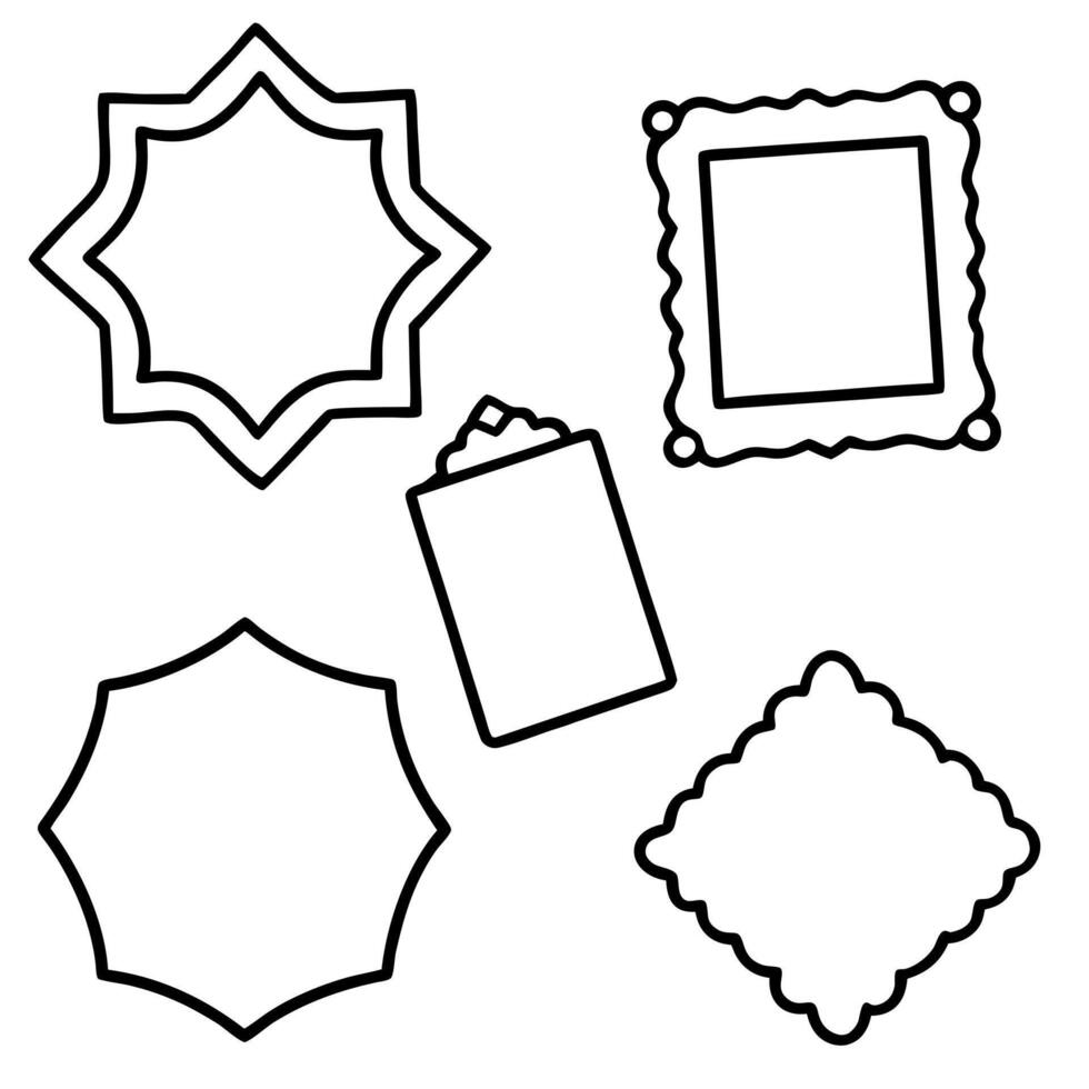 hand drawn doodle frames collection, illustration line art vector