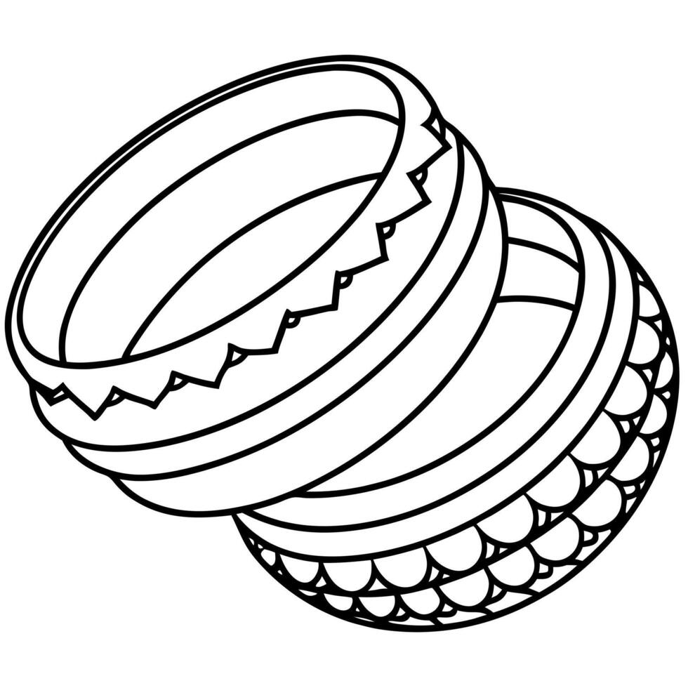 line art of indian bangles worn during diwali, illustration line art vector