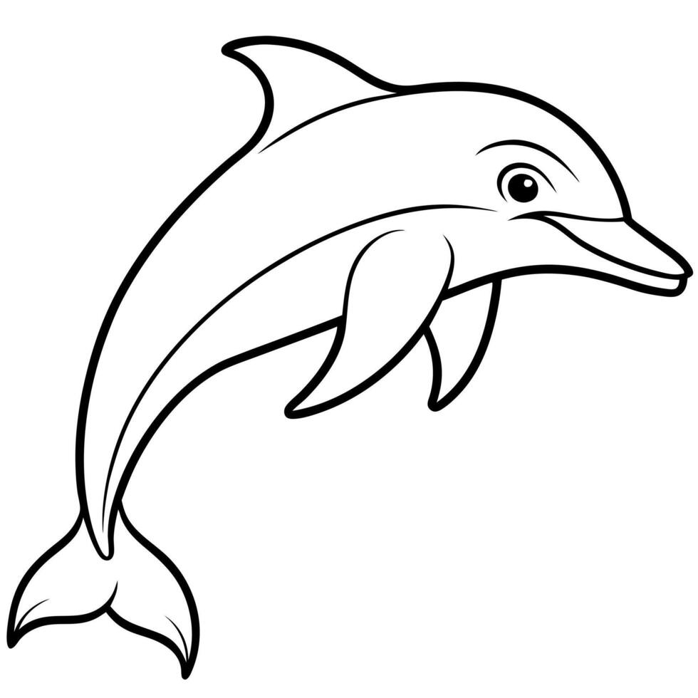 dolphin line art, illustration line art vector