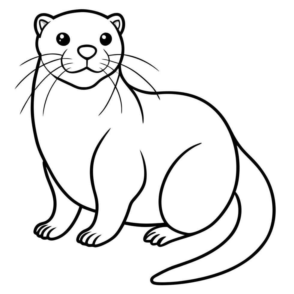 otter, illustration line art vector