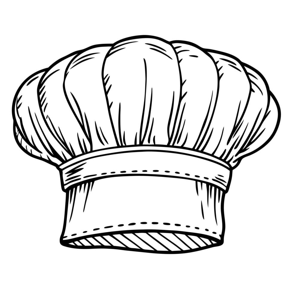 cooking hat, illustration line art vector