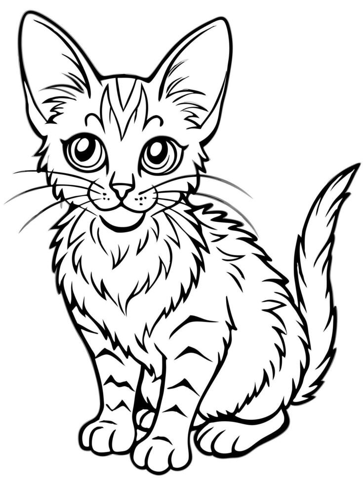 a balinese kitten, illustration line art vector