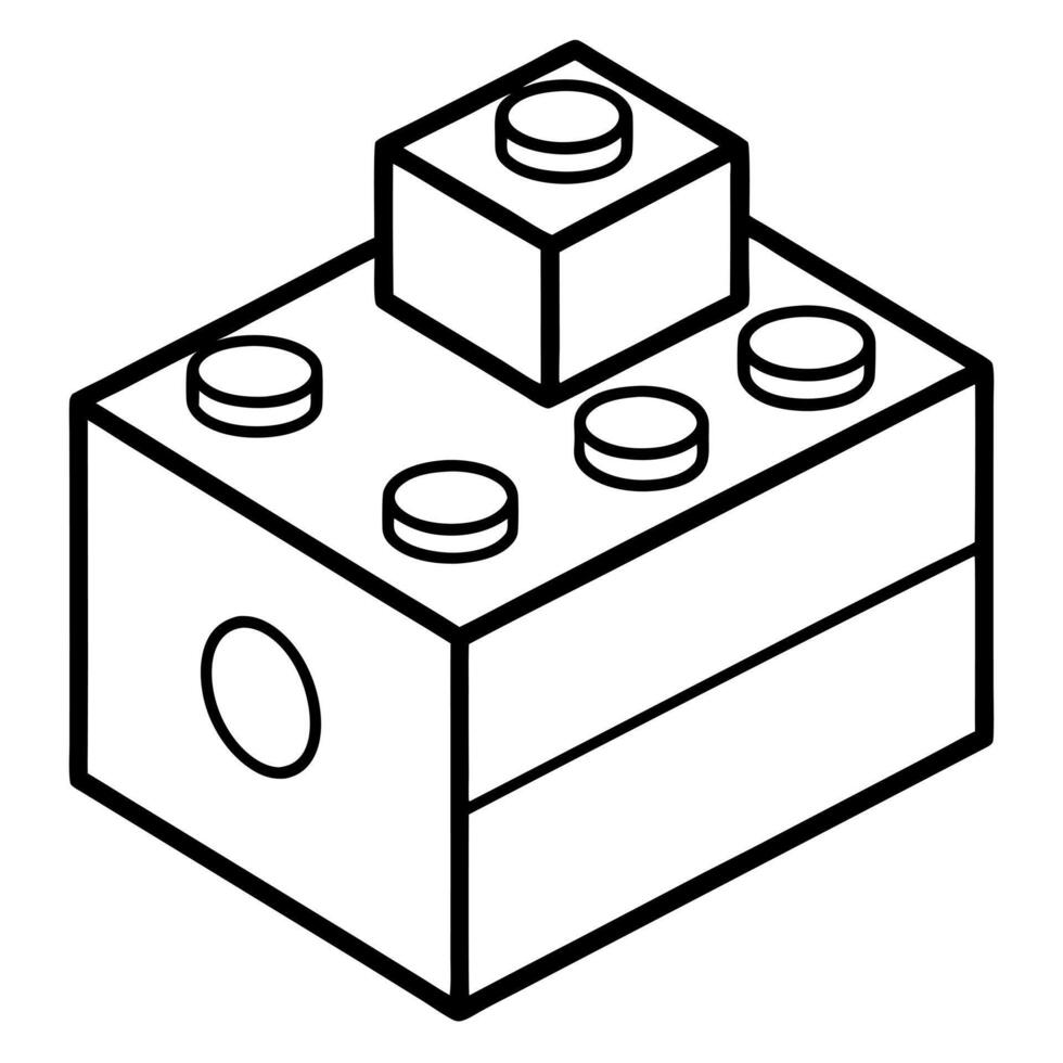 brick toy, illustration line art vector