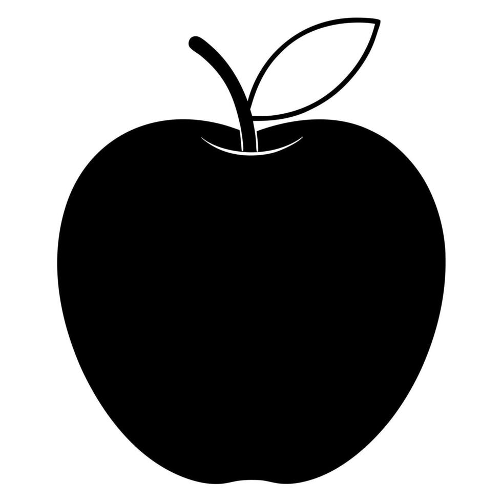 a silhouette apple with white background, illustration line art vector
