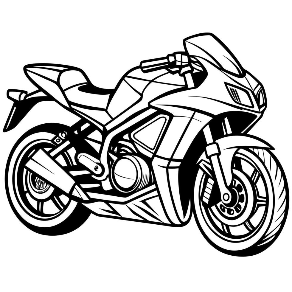 a racing motorcycle with a sleek design and detailed pattern decals, illustration line art vector