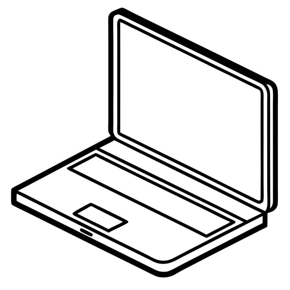 14 perspective laptop icon, illustration line art vector
