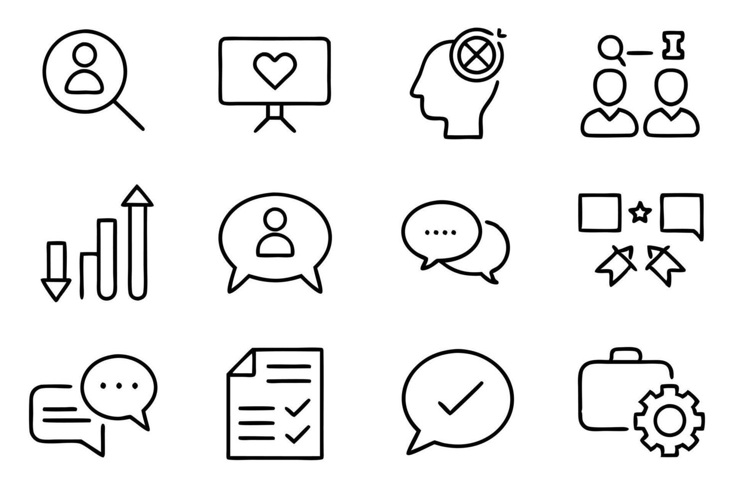 15 deferent result stroke icon collections containing feedback, opinion, questionnaire, poll, vector