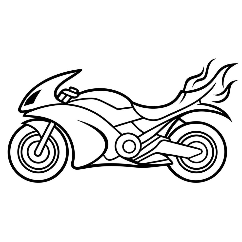 a racing motorcycle, with red flames, with a sleek aerodynamic shape and a roaring engine, vector
