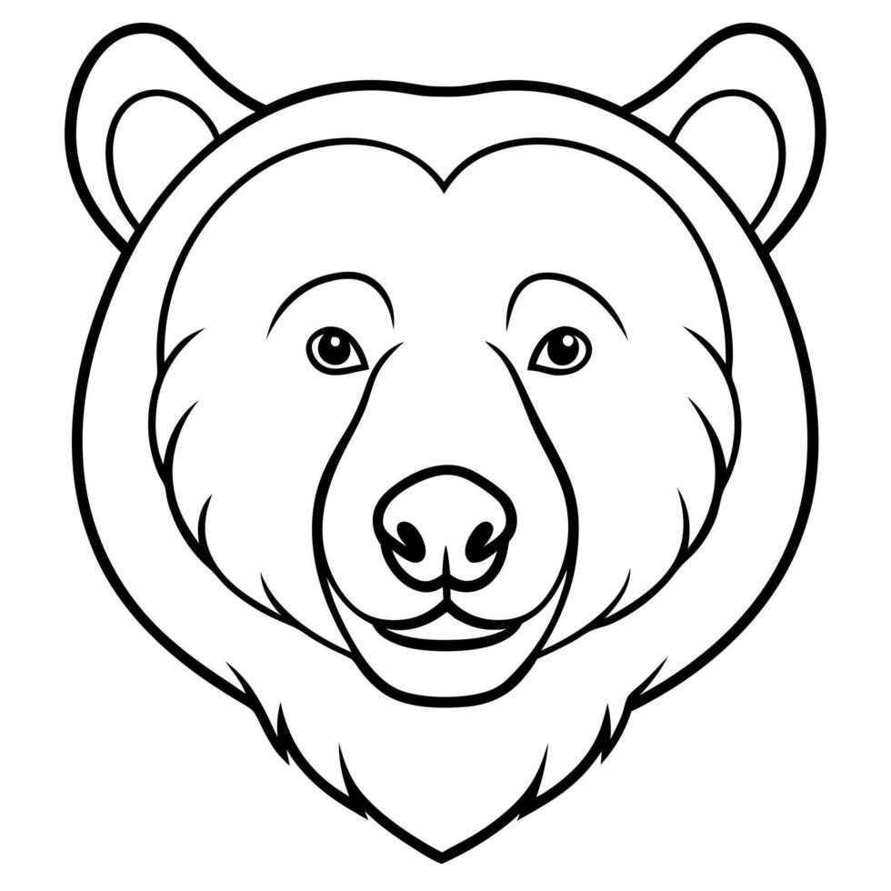 bear head, on white background, illustration line art vector