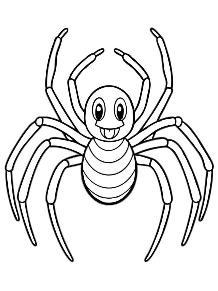 sweet spider, line drawing, simple line art, coloring page style, white background, vector