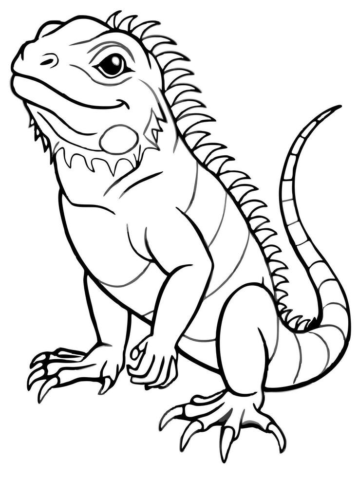 a baby iguana, illustration line art vector