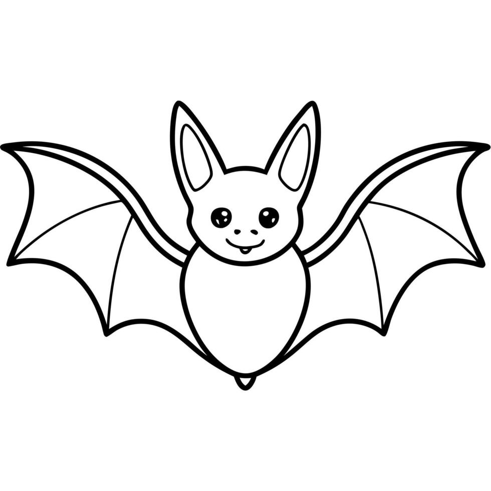 plain bat drawing black and white, illustration line art vector