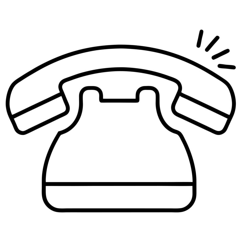 a image of a telephone calling icon with a white background, illustration line art vector