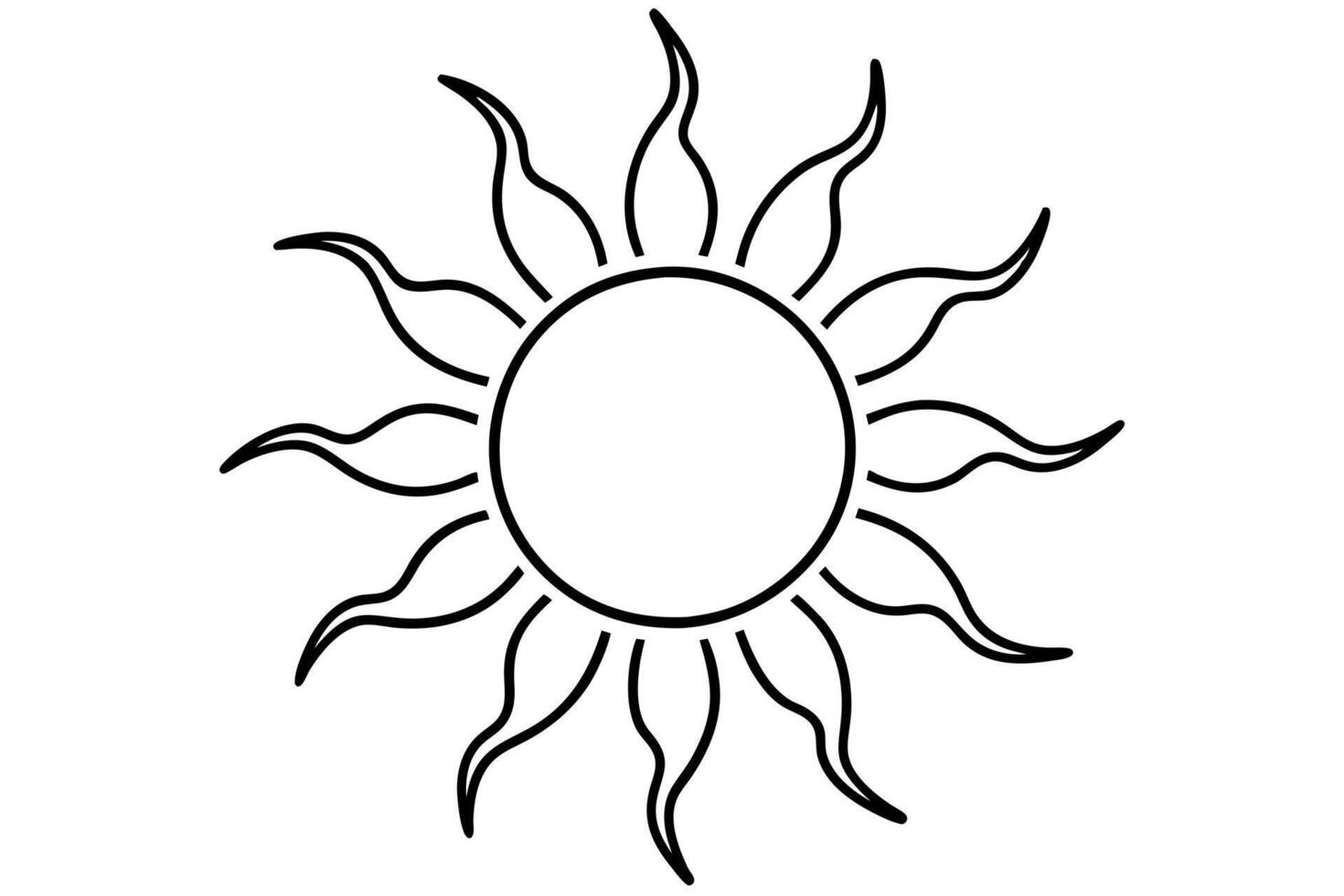 line art sun icon black illustration on white background, illustration line art vector