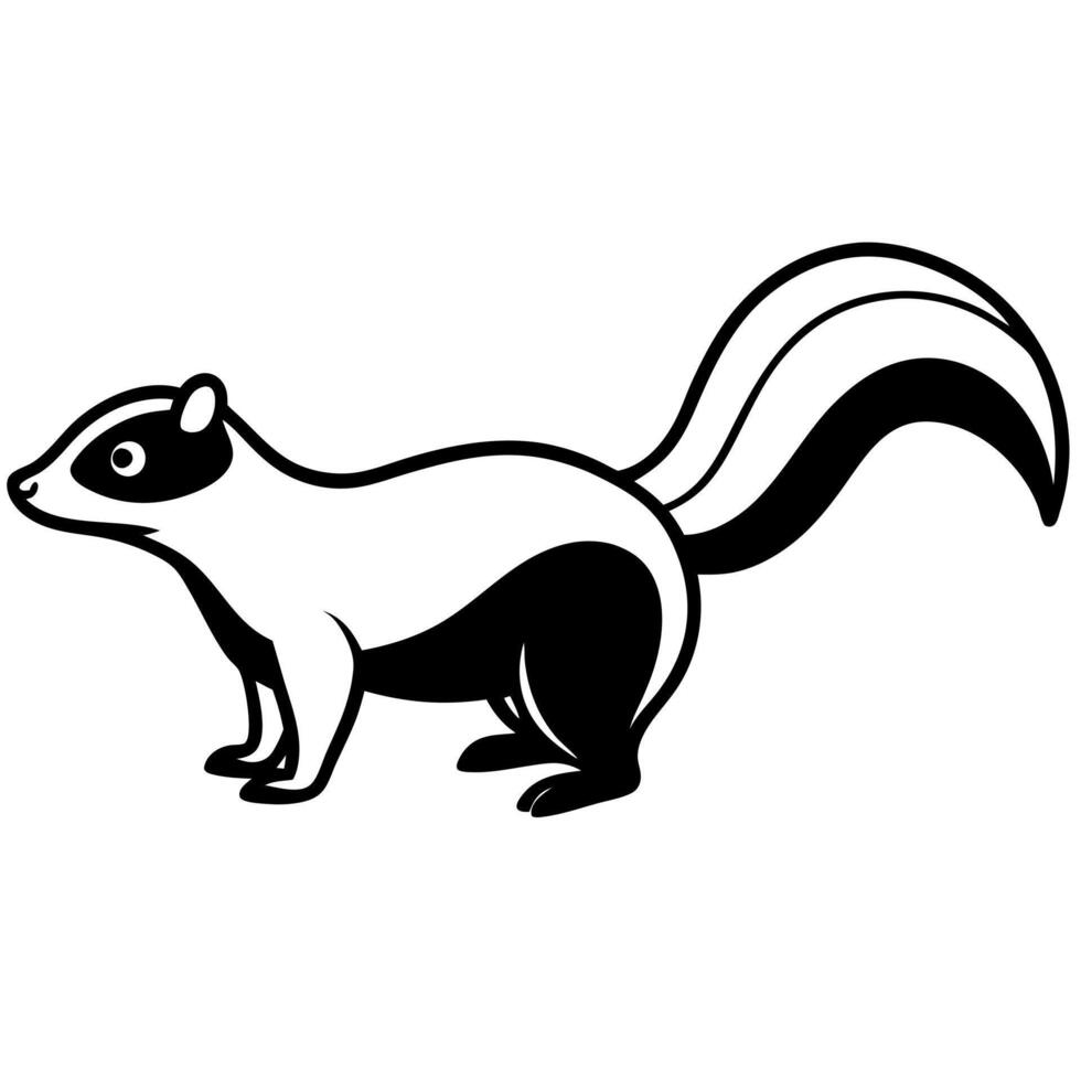 skunk line art illustration one white background, illustration line art vector