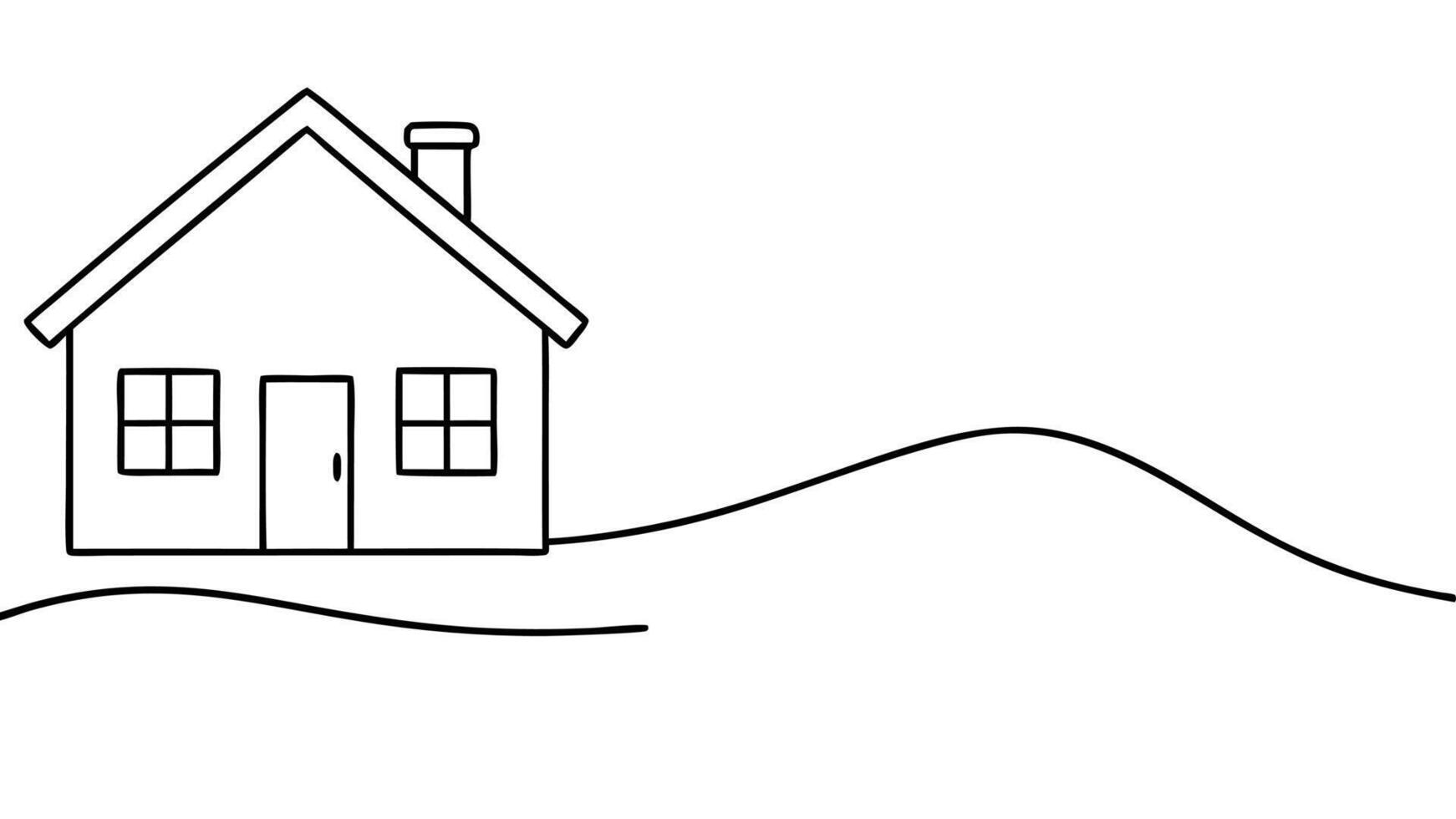 continuous line simple houseone line drawing of housing, real estate, propertysingle line vector
