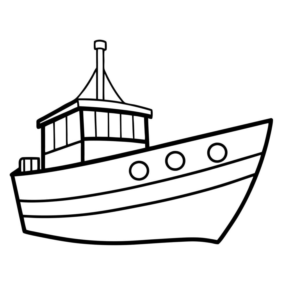 boat, illustration line art vector