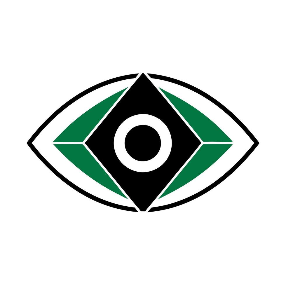 logo that uses geometric shapes and negative space to a modern, abstract representation of an eye, vector