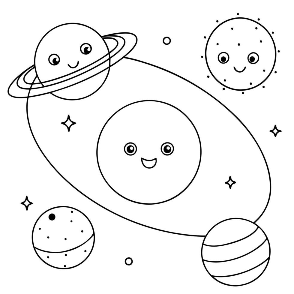a layout of the solar system with the sun at the center, each planet with a dotted line tracing its vector