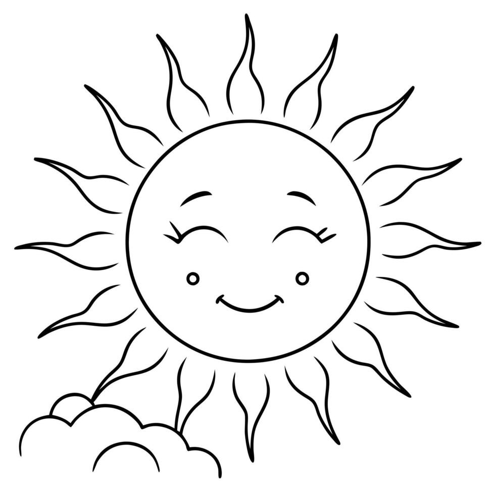sunshine, illustration line art vector