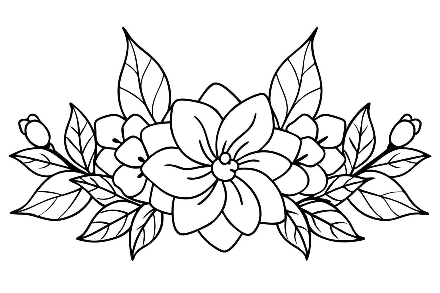 a simple, black and white floral line art with clean, continuous lines the design should feature vector