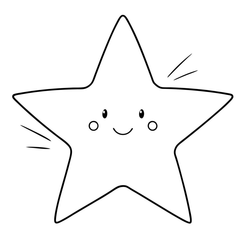a drawing of a simple cute cosmetics star glow, illustration line art vector