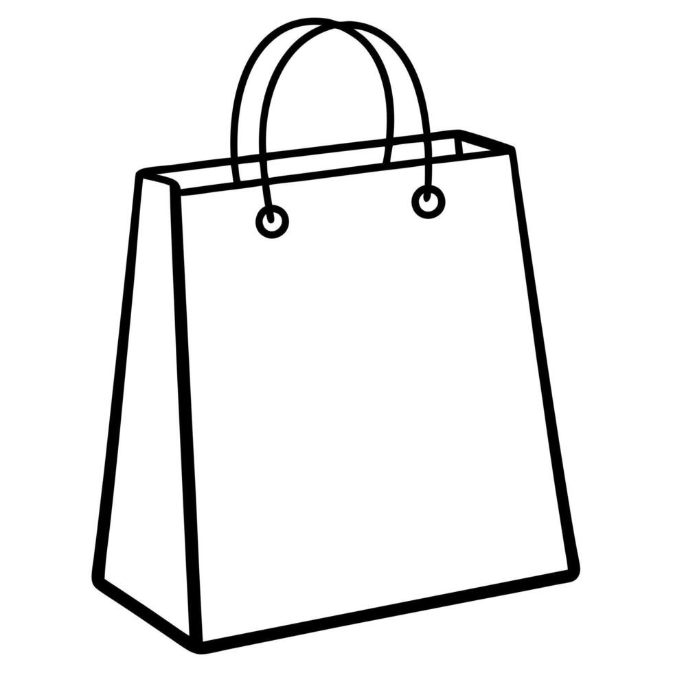 shopping bag, illustration line art vector