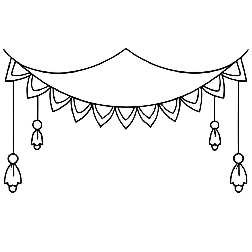 line-drawn toran hanging for door decoration during diwali, illustration line art vector