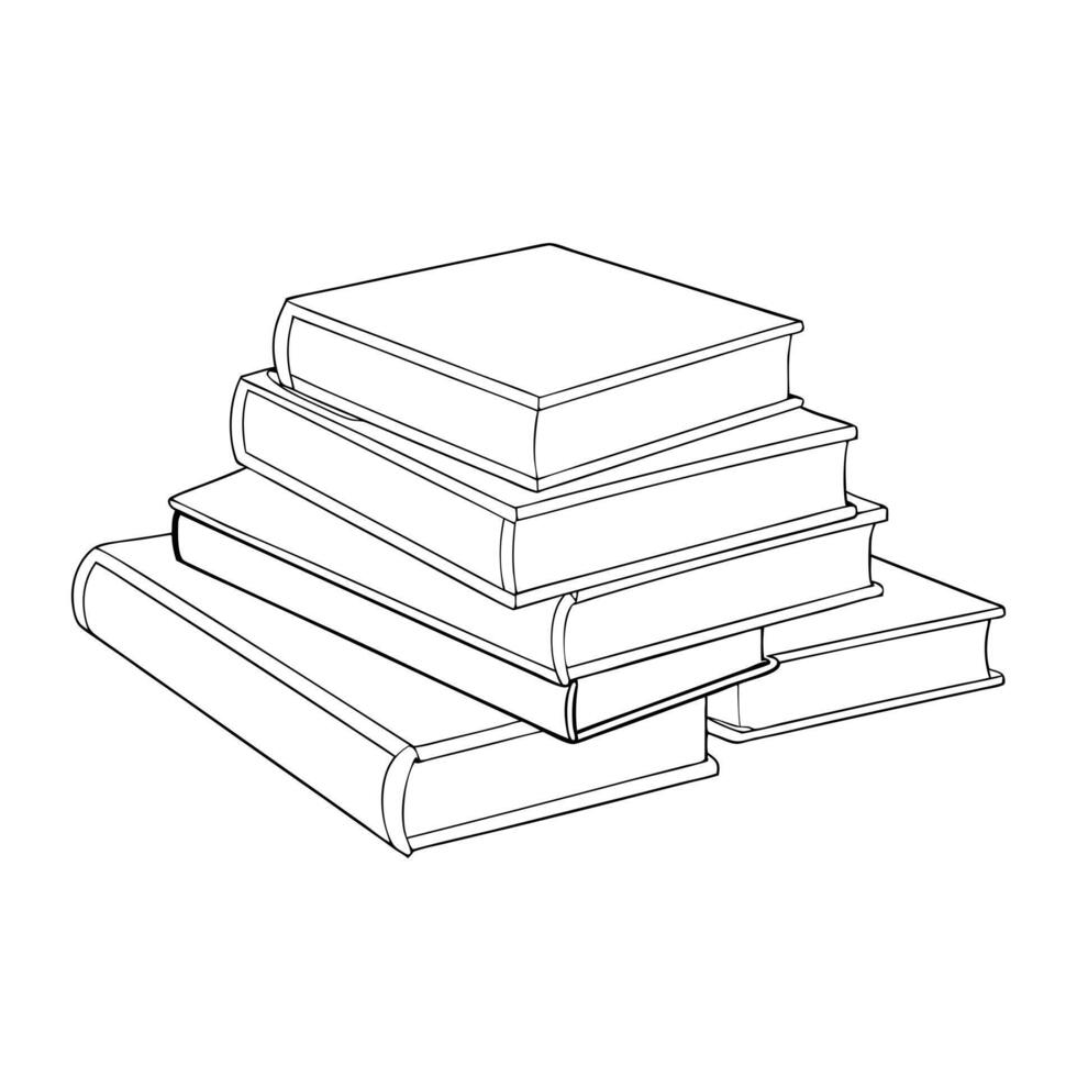 a few books, cartoon style, minimalistic, illustration line art vector