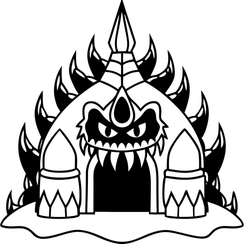 dark monster lair, digital art illustration, illustration line art vector