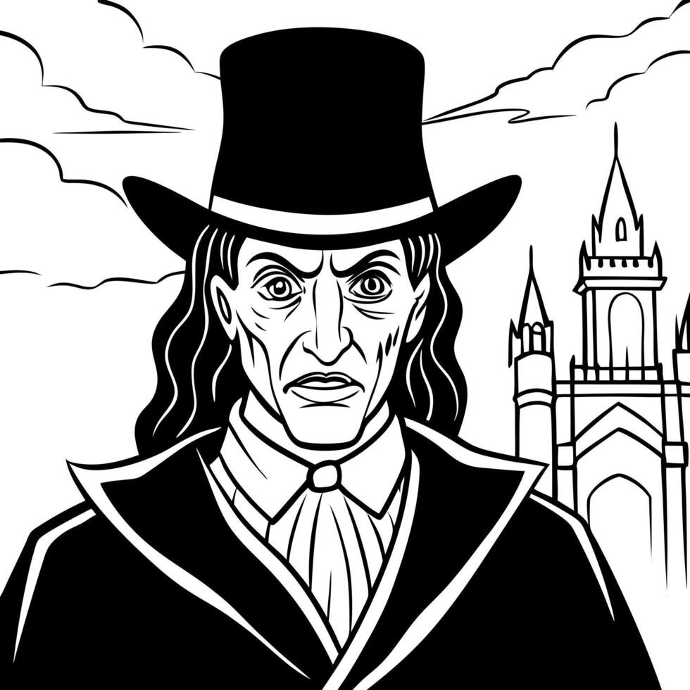 digital painting of an ominous victorian figure on a foggy night in london digital art painting, vector