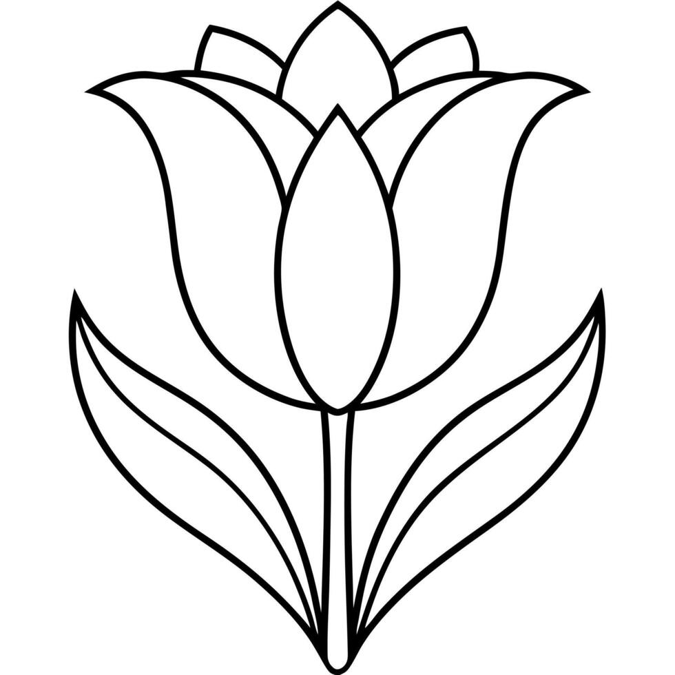 flower black color outline, illustration line art vector