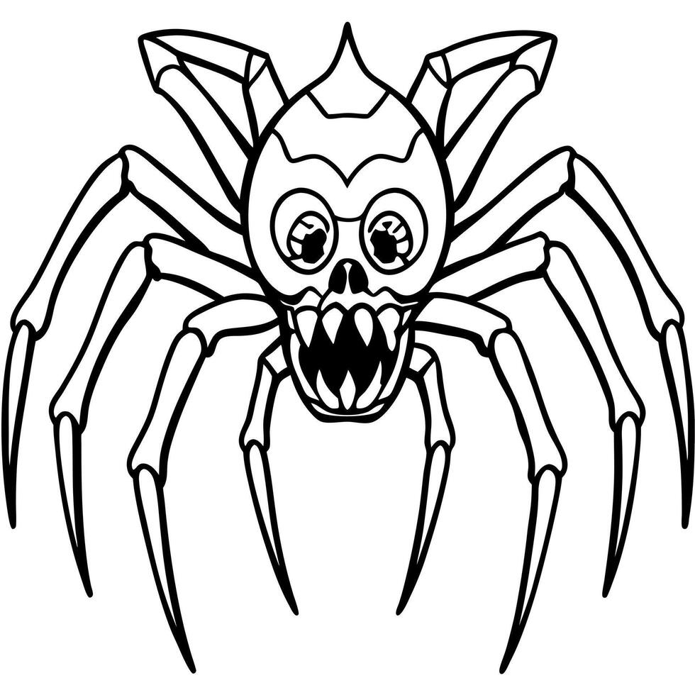 ominous creepy spider scene giant creature big, illustration line art vector