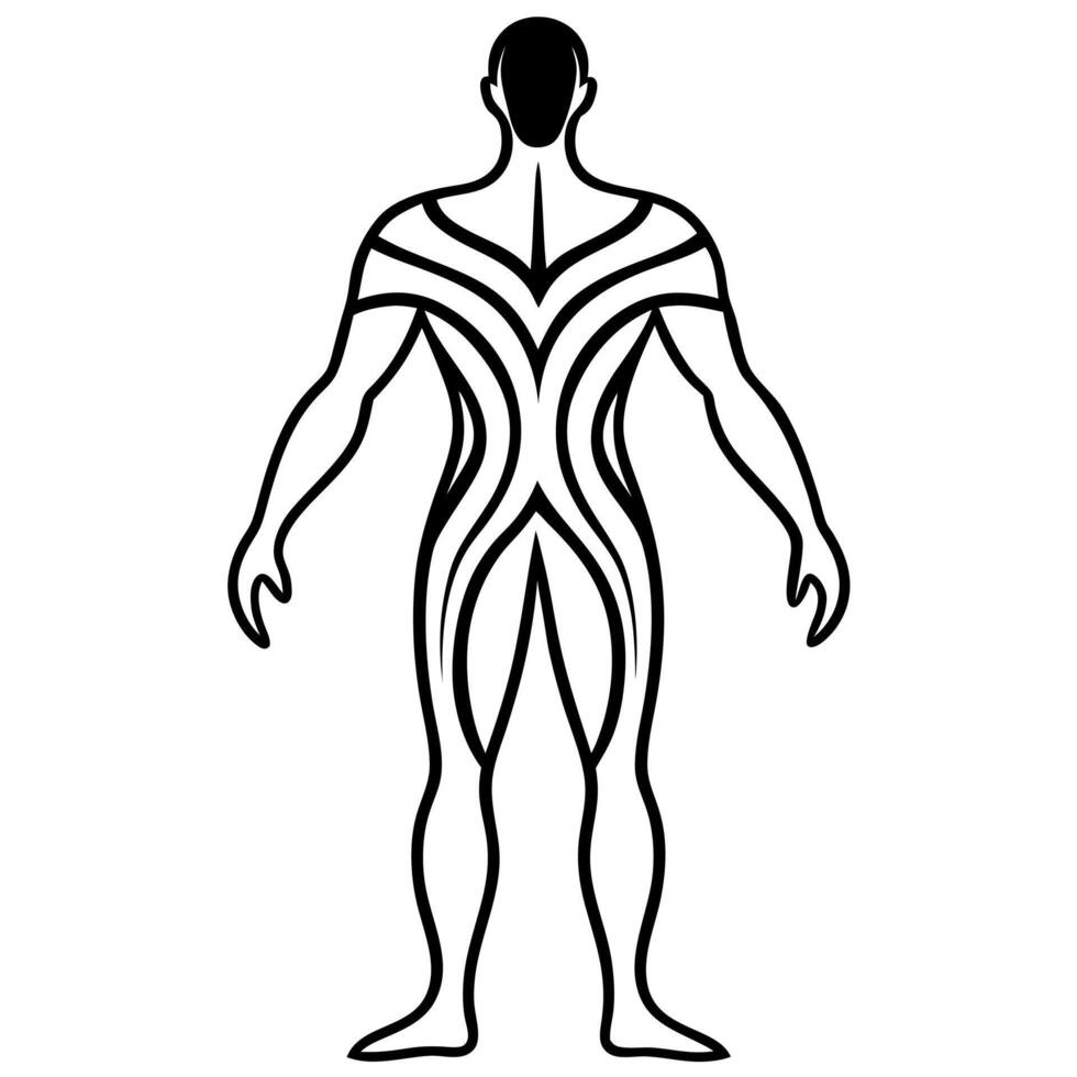 abstract body silhouette, illustration line art vector