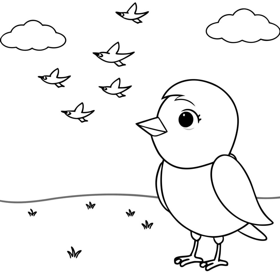one day, little blue realized that she was the only one who couldnt fly, while the other birds were vector
